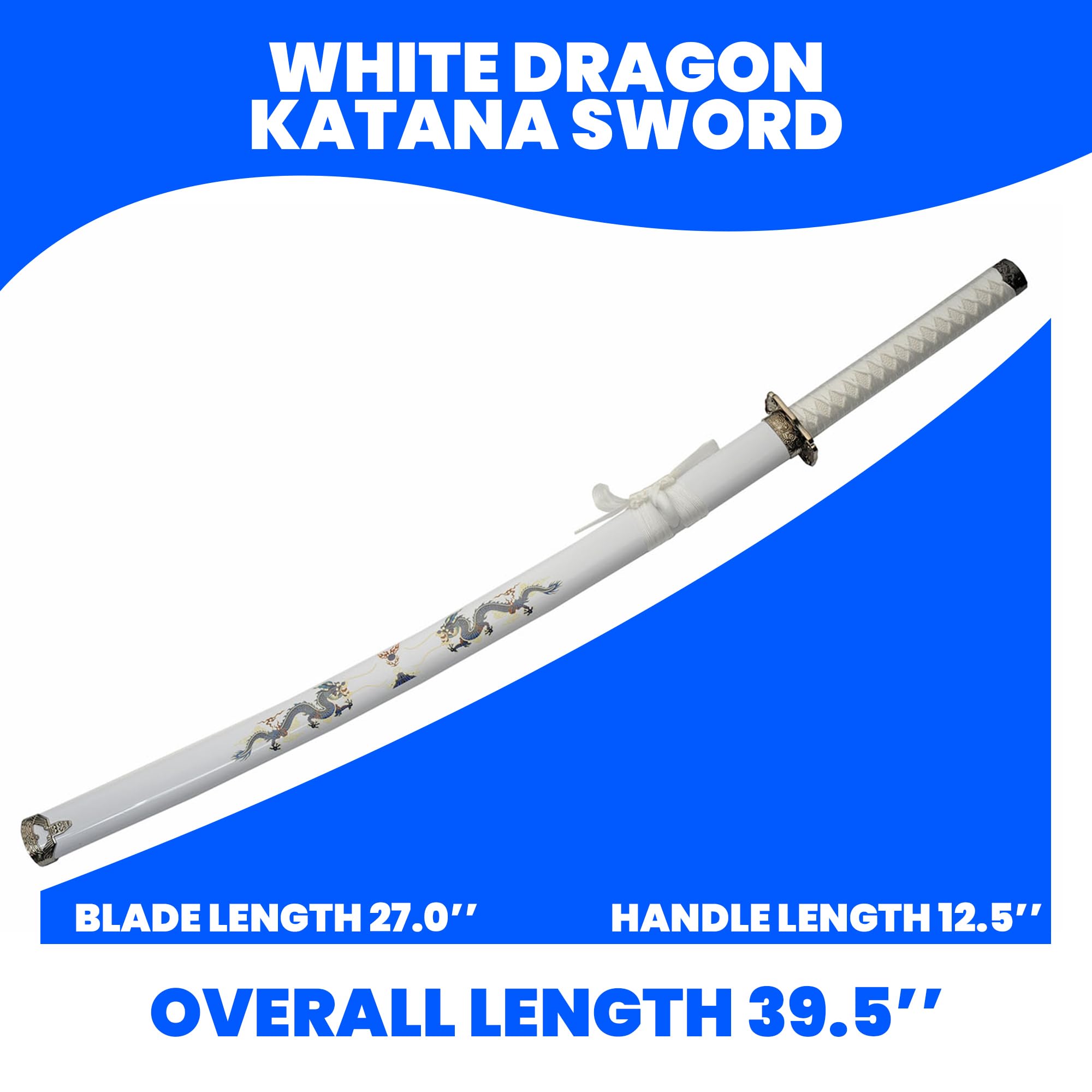 Amazon.com : SZCO 39.5” White Dragon Katana Sword – 1045 Carbon